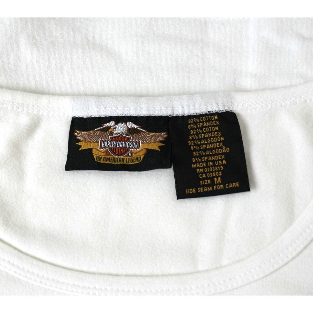 Vintage Women's Harley-Davidson White Top 100 Years of Great Motorcycles Size M - Picture 3 of 8